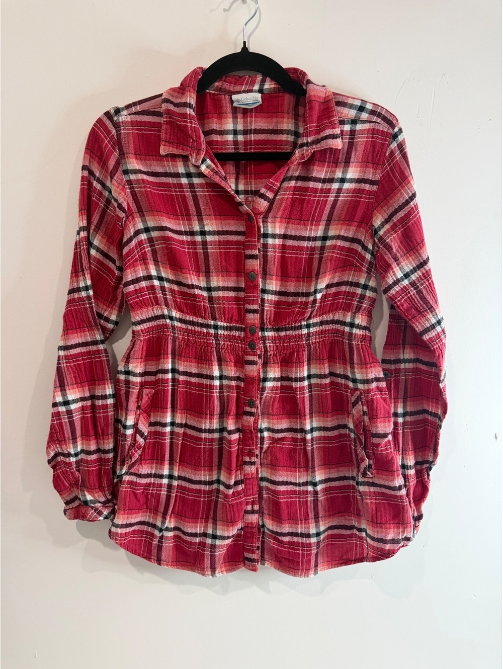 Columbia Sportswear Women's Red Plaid Button-Up Shirt Jacket Size Small